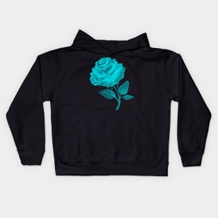 Bright Blue Rose of Hope Kids Hoodie